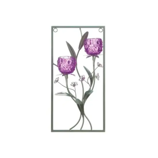 15.5" Magenta Flower 2-Candle Wall Sconce {4}