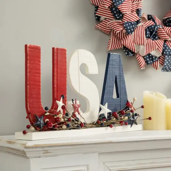 Glitzhome&reg; 18" U.S.A. Wooden Table Decoration {6}