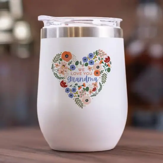 11oz. White We Love You Grandma Wine Tumbler {3}