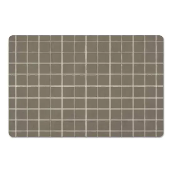 Taupe & White Check Floor Mat {1}