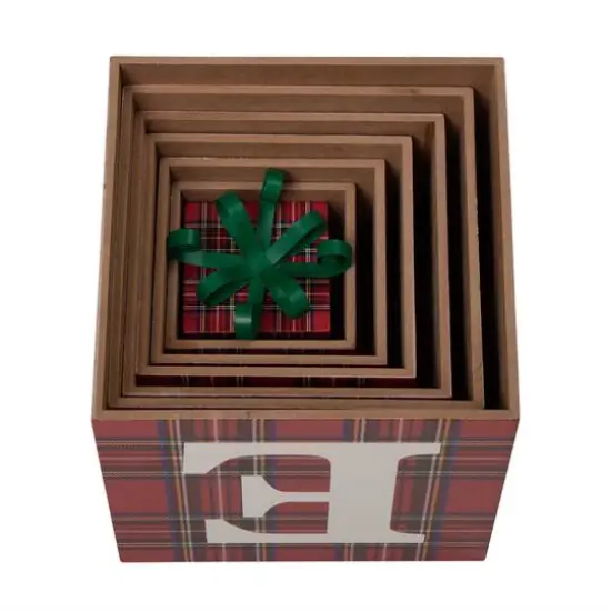 Glitzhome&reg; 3.5ft. Wooden Plaid Believe Porch D&eacute;cor {9}