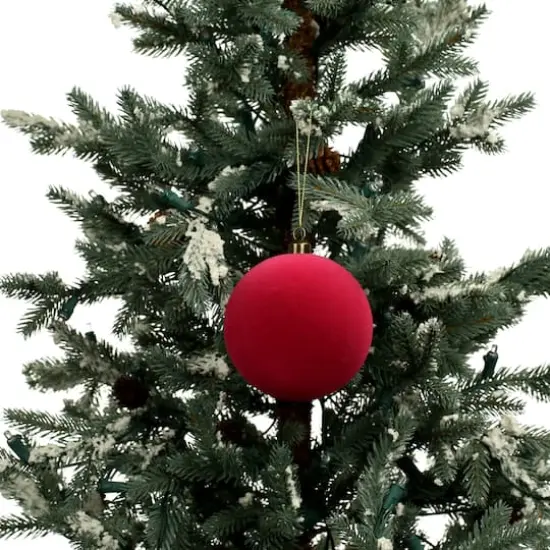 4 Pack 3.8" Flocked Shatterproof Ball Ornaments by Ashland&reg; Fuchsia {4}