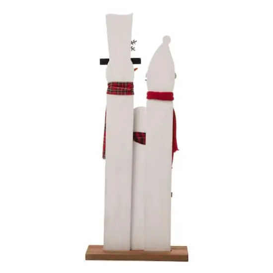 Glitzhome&reg; 35" Wooden Snowman Family Porch Sign {5}