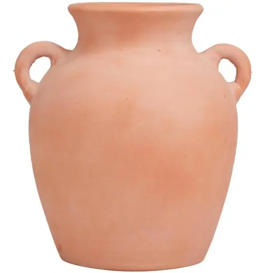11" Orange Ceramic Terra Cotta Jug Vase with Handles {6}