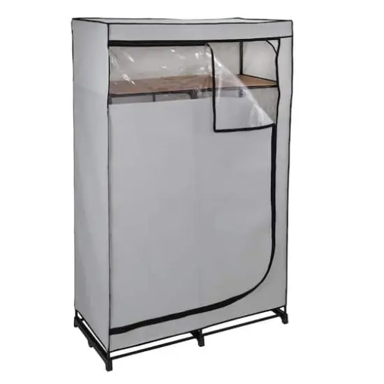 Honey Can Do 46'' Gray Portable Wardrobe Closet {1}