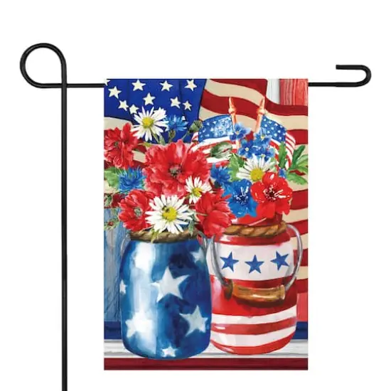 Patriotic Americana Floral Bouquet Outdoor Garden Flag, 12.5" x 18" {1}