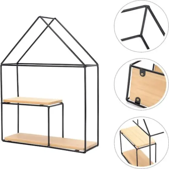 NEX&trade; Black 2-Tier Metal Wall Mounted Floating Shelf {5}