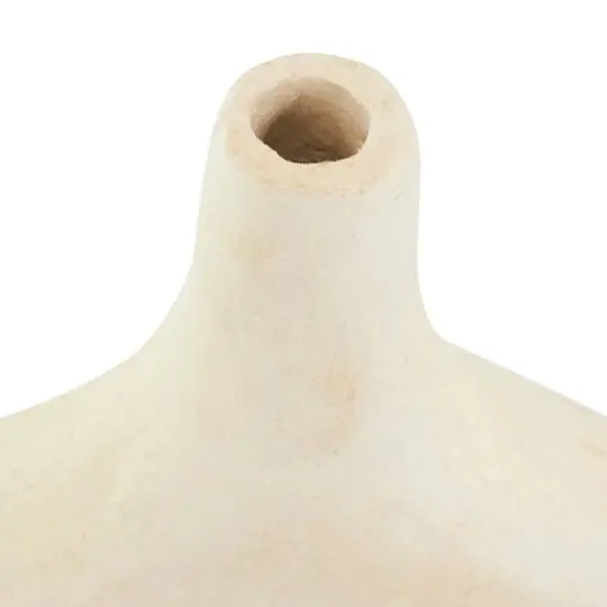 17" Beige Paper Mache Abstract Double Handle Vase {9}