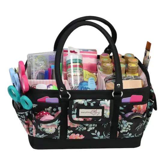 Everything Mary Black & Floral Deluxe Store & Tote Craft Organizer {3}