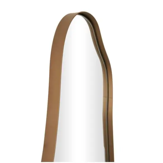 47" Gold Colored Slim Abstract Wavy Metal Wall Mirror {5}