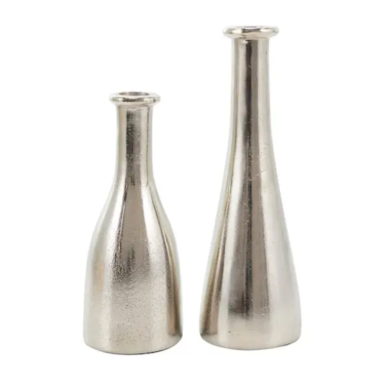 Silver Aluminum Taper Candle Holder Set {1}