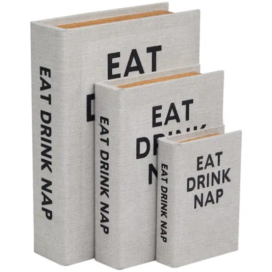Light Gray Eat Drink Nap Linen Storage Book Box Set {1}