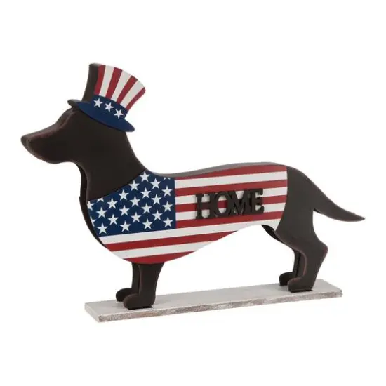 Glitzhome&reg; 24.5" Patriotic Double-Sided HOME/WELCOME Dachshund D&eacute;cor {1}