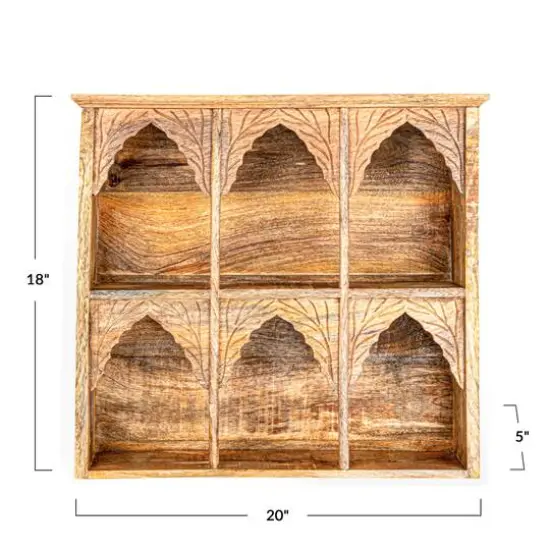 Hello Honey&reg; 20" Carved Natural Mango Wood Shelf {4}