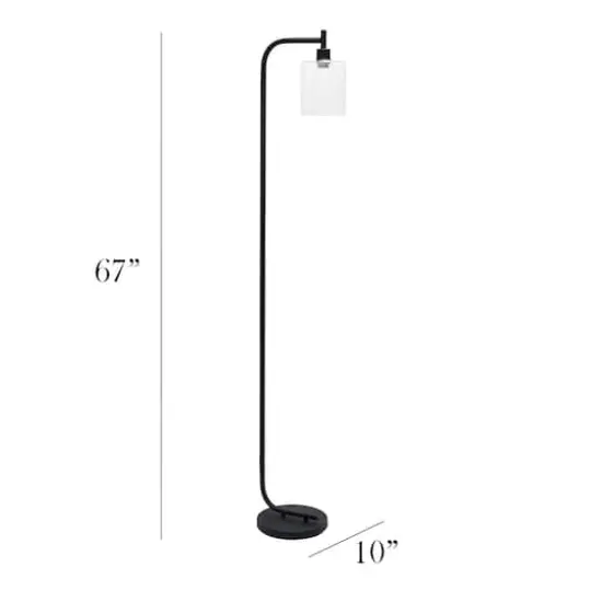 Simple Designs&trade; Iron Lantern Floor Lamp with Glass Shade Black {4}