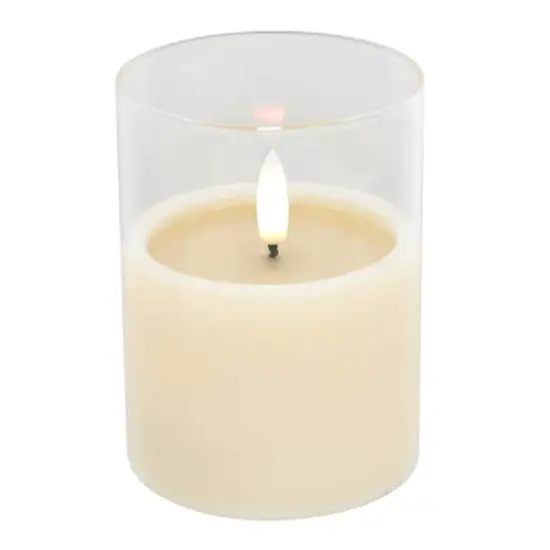 4" LED Glass Wax Flickering Candle by Ashland&reg; Ivory {3}