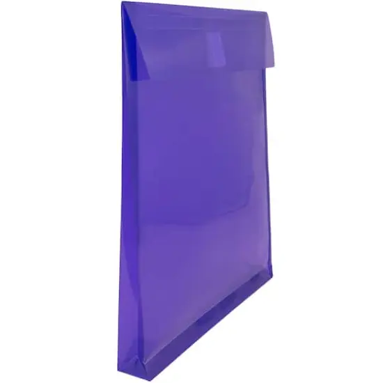 JAM Paper VELCRO&reg; Closure 9.75" x 11.75" Expandable Open End Envelopes, 12ct. Purple {5}