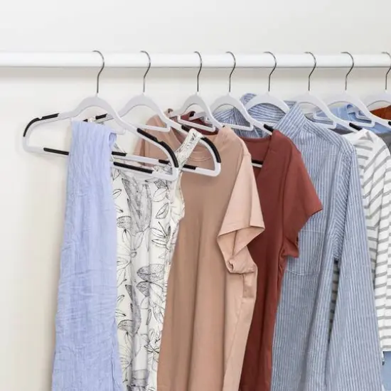 Honey Can Do White & Black Rubber Grip No-Slip Plastic Hangers, 50ct. {11}