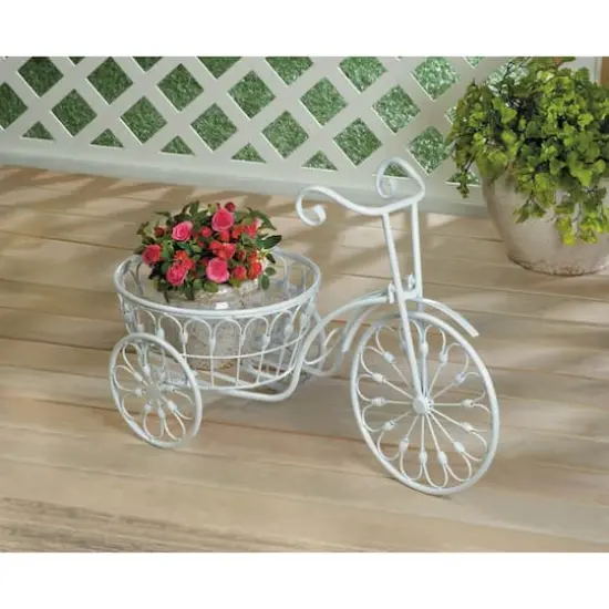 14" White Bicycle Planter {3}