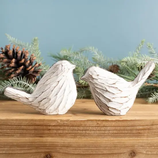 Carved Bird Figurines Set {3}