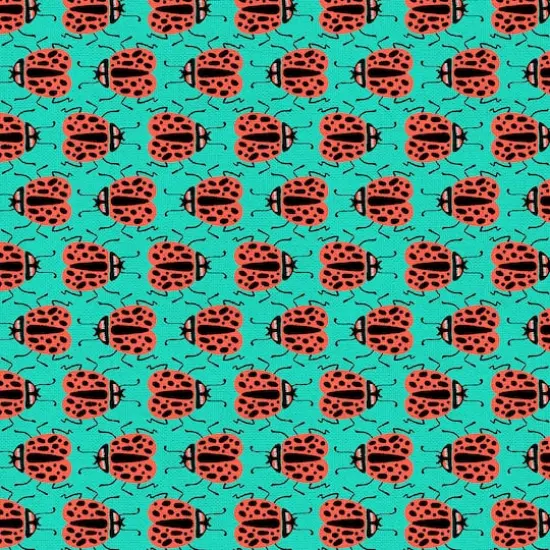 Fabric Editions Turquoise Ladybug Cotton Fabric {4}