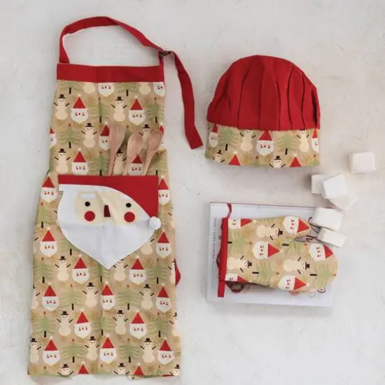 Hello Honey&reg; 24" Santa Kids Apron with Chef's Hat & Oven Mitt {3}