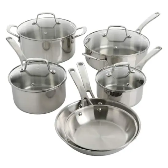 Martha Stewart 10 Piece Stainless Steel Cookware with Glass Lids Set {1}