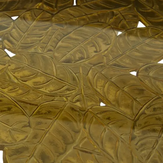 Gold Aluminum Accent Table with Clear Glass Top 20" x 19" x 22" {4}