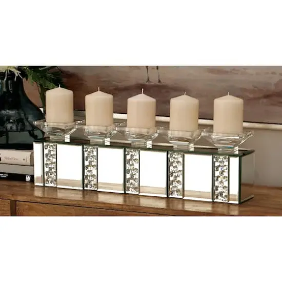 24" Clear Wood Glam Candlestick Holder {7}