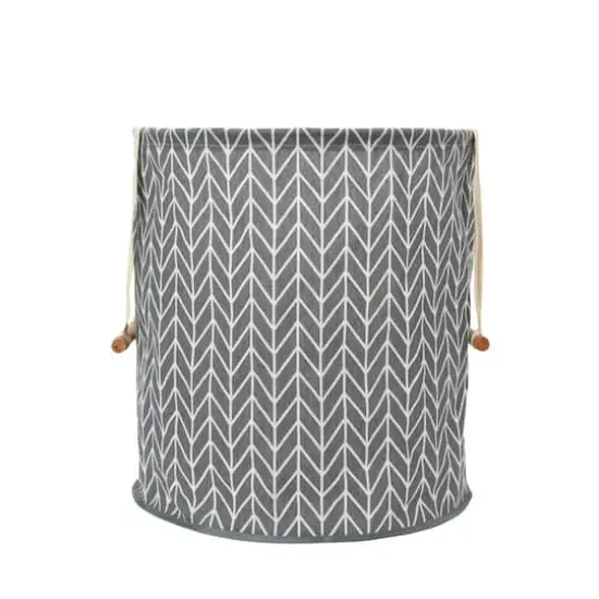 Household Essentials Krush Round Hamper with Wood Dowel Handles {8}