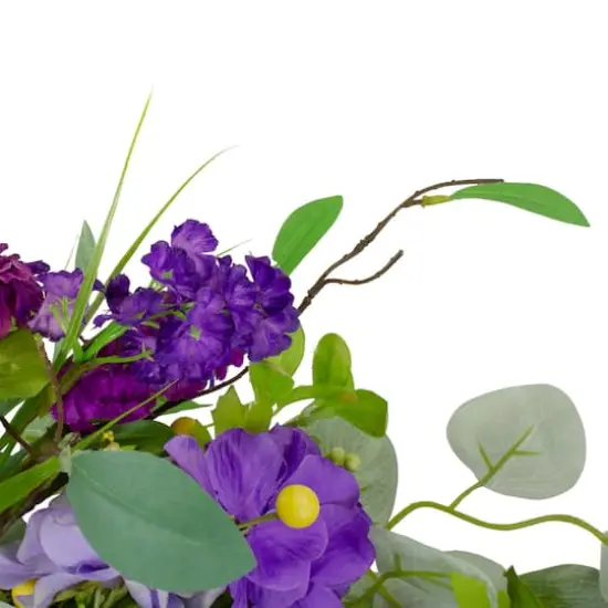 23" Purple & Yellow Eucalyptus & Hydrangea Floral Berry Spring Wreath {5}