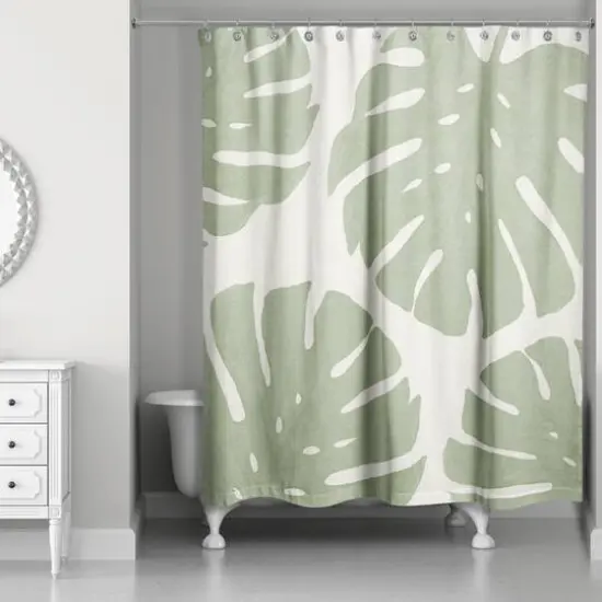 Big Green Monstera 71" x 74" Shower Curtain {3}