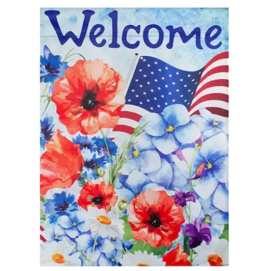 Welcome Patriotic Americana Outdoor Floral Garden Flag, 12.5" x 18" {3}