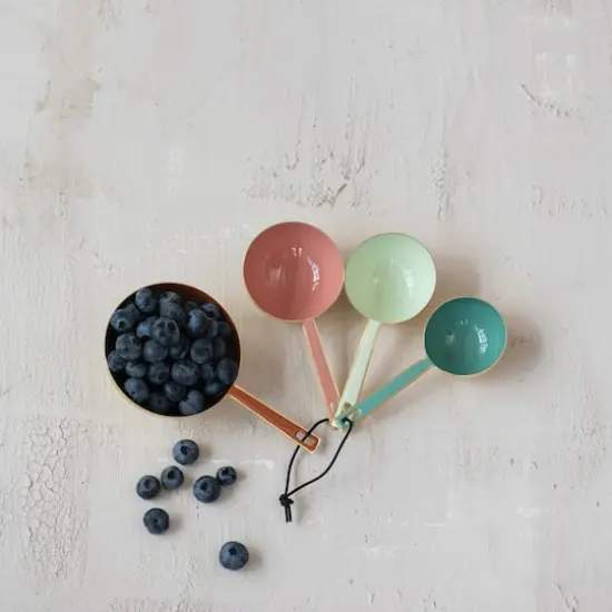 Hello Honey® Gold Finish & Multicolor 4-Piece Enameled Measuring Cup Set with Leather Tie {4}