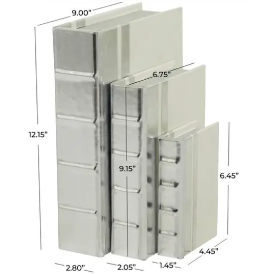 CosmoLiving by Cosmopolitan Silver Faux Leather Faux Book Box with Metallic Finish Set {7}