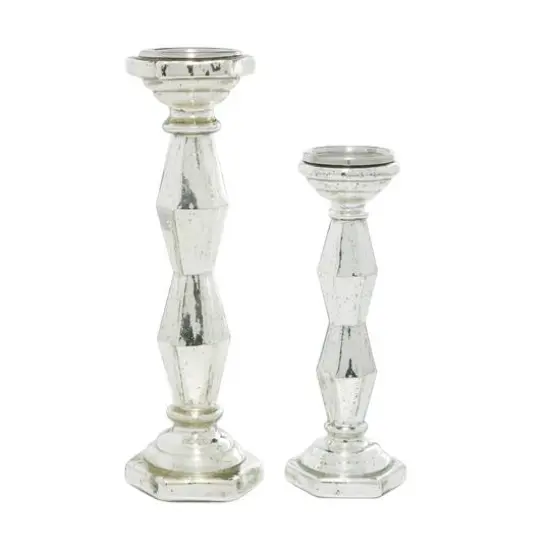 Silver Glass Glam Candle Holder Set {6}