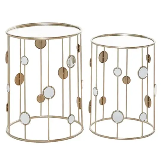 Glass & Gold Metal Contemporary Accent Table Set {1}