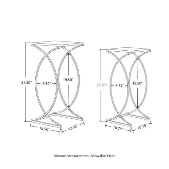 Glitzhome&reg; Metal Tall Accent Table with Glass Top Set Silver {9}