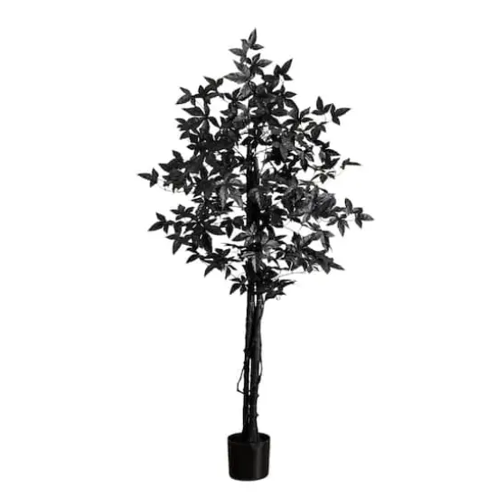 5ft. Artificial Halloween Black Maple Tree with Natural Trunk {1}