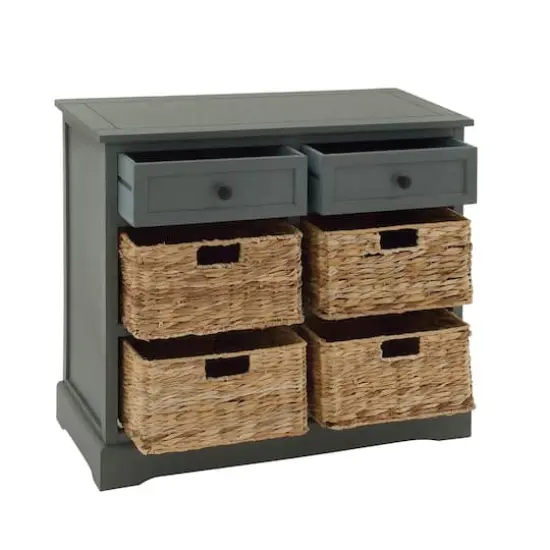 Traditional 4-Basket Turquoise Storage Cabinet {4}