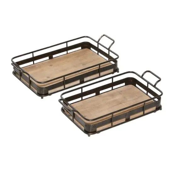 Brown Metal Industrial Tray Set {4}