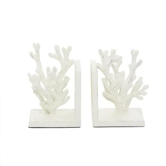 7" Coral Metal Bookend Set White {7}