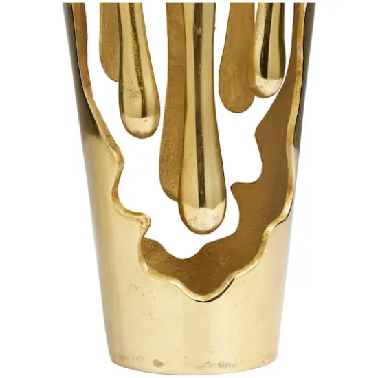 19" Gold Aluminum Drip Vase with Melting Designed Body {4}