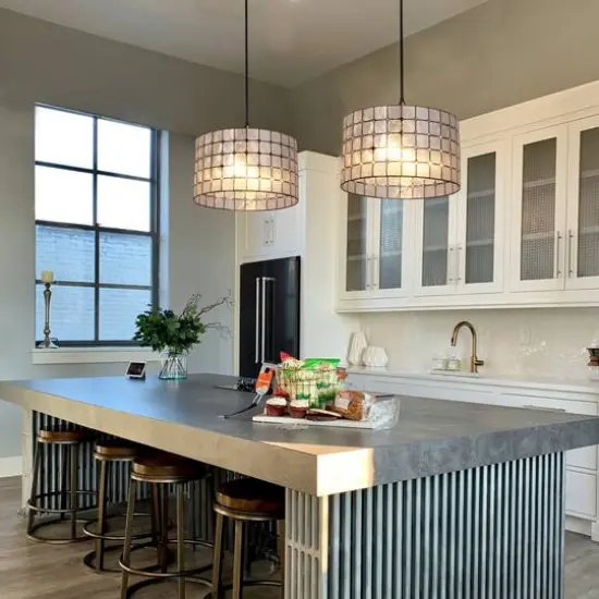 Hello Honey&reg; Emma Capiz Black Finish Pendant Lamp {12}