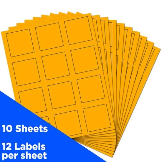 JAM Paper 2" x 2" Square Product & Container Labels, 120ct. Neon Orange {4}