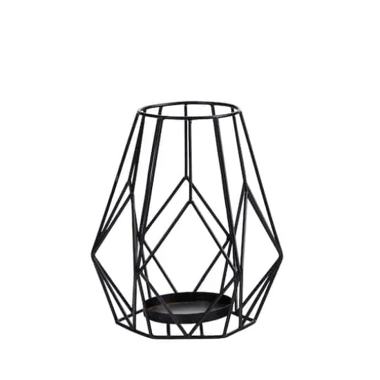 11" Geometric Black Metal Wire Votive Tea Lantern Candle Holder {1}