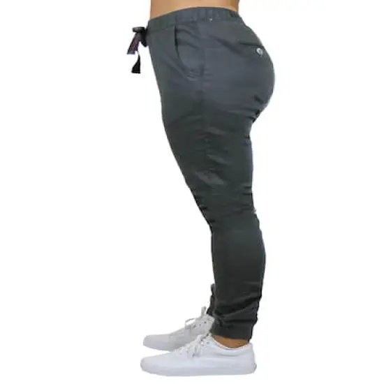 Galaxy By Harvic Loose Fit Stretch Twill Women's Joggers Dark Grey {4}