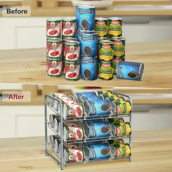NEX&trade; 3-Tier Stackable Soda Can Rack Organizer, 2 Pack Silver {7}