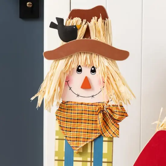 Glitzhome&reg; Fall Wood Sacrecrow Family Porch Decor Set {7}