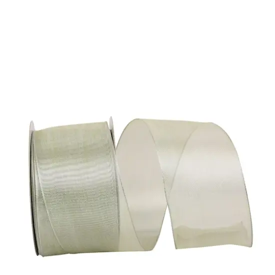 JAM Paper 2.5" x 25yd. Classic Wired Edge Mesh Ribbon Platinum {1}
